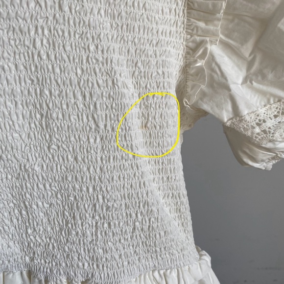 $249 NWT White For Love And Lemons “Sandy” Puff Sleeve Mini Dress Sz X-Large - Picture 11 of 13